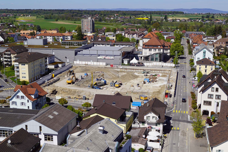 Aushubarbeiten der STUTZ AG für den Neubau der Migros in Amriswil